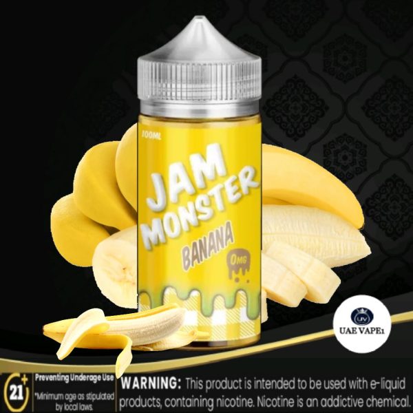 Banana E-liquid by Jam Monster 100ml range is a cool burst of your favorite flavor to give you that brisk and refreshing taste like a fruit smoothie on a summer day.