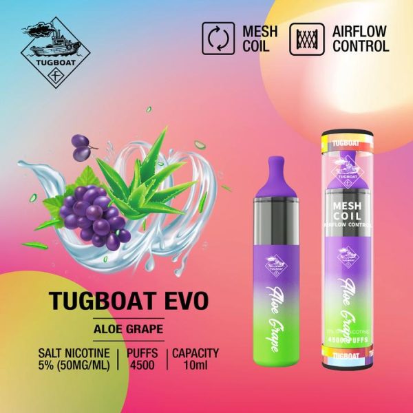 Tugboat evo 4500 puffs - Aloe Grape