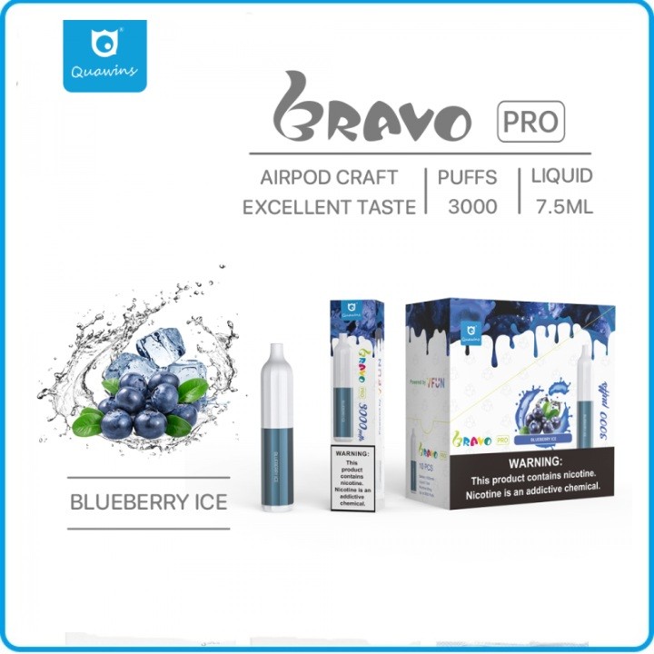 Quawins Bravo Pro 3000 Puffs - Bluberry Ice