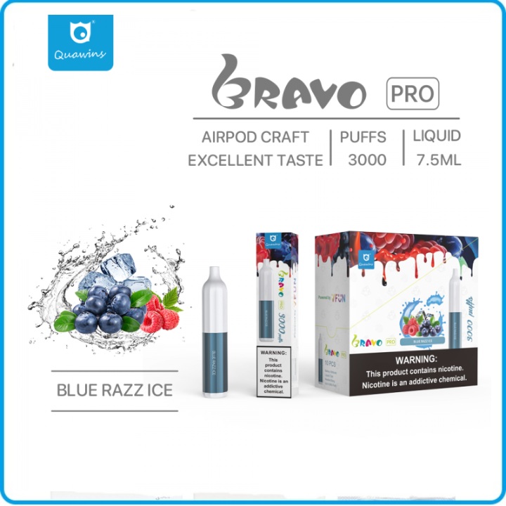 Quawins Bravo Pro 3000 Puffs - Blue Razz Ice