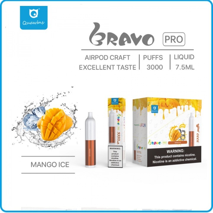 Quawins Bravo Pro 3000 Puffs - Mango Ice