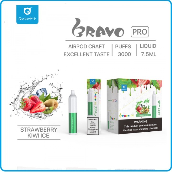 Quawins Bravo Pro 3000 Puffs - Stawberry Kiwi Ice
