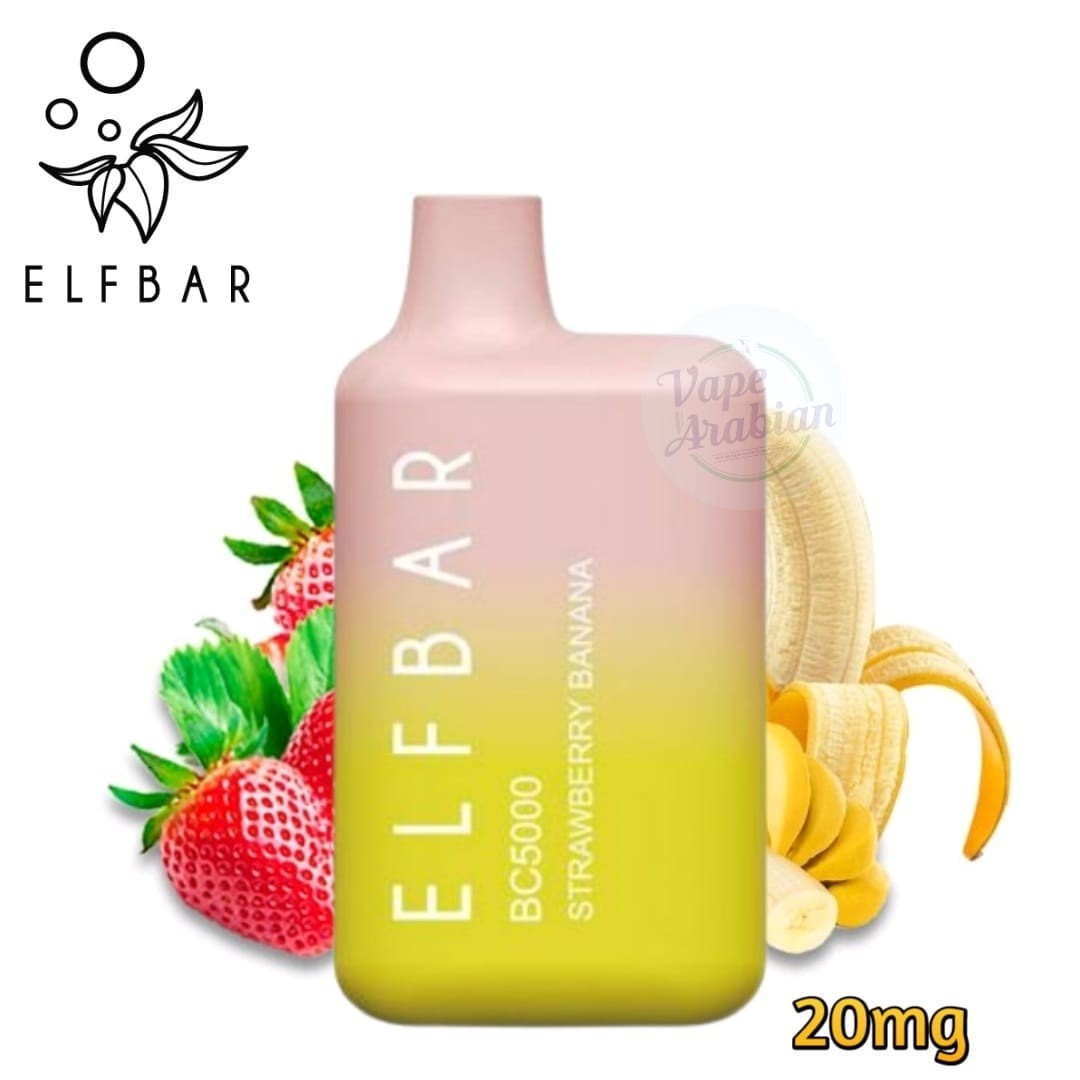 Elf Bar Bc5000 Disposable Vape 20mg- Strawberry Banana