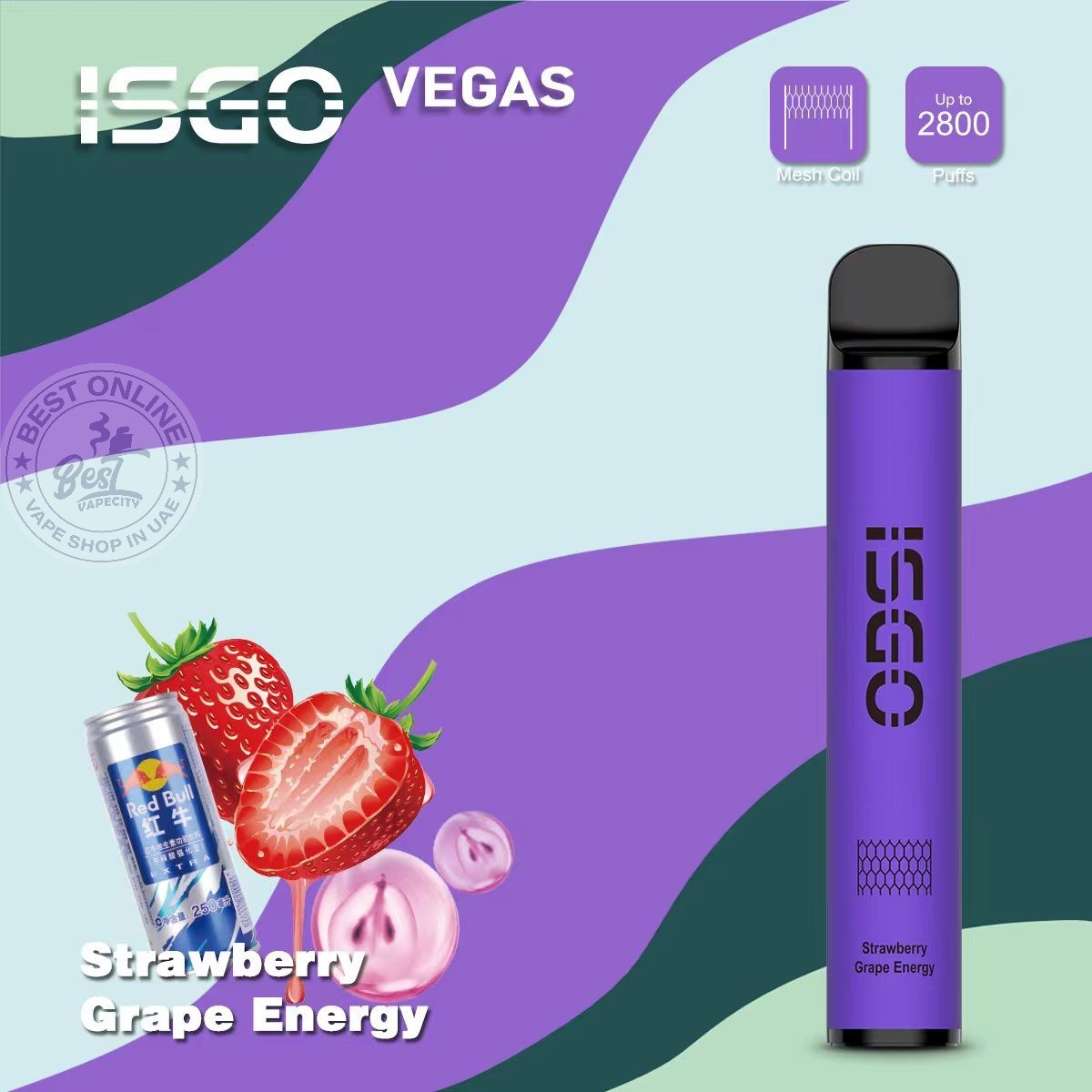 Isgo vegas disposable 2800 puffs- Strawberry Grape Energy