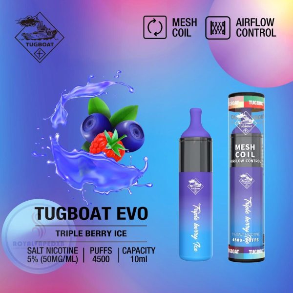 Tugboat Evo 4500 Puffs Disposable Vape Triple Berry Ice