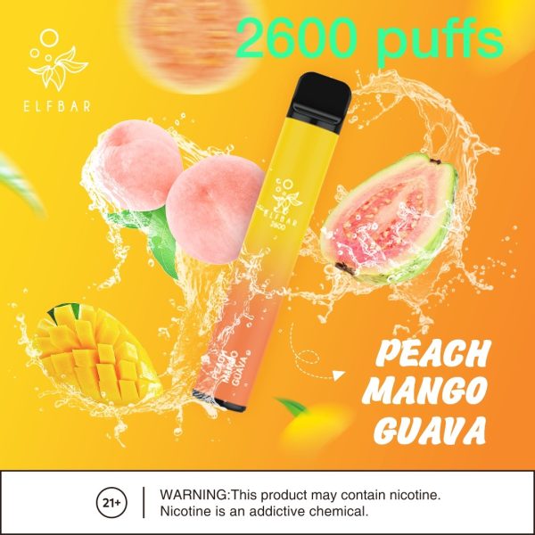Elf bar 2600 Puffs Peach Mango Guava