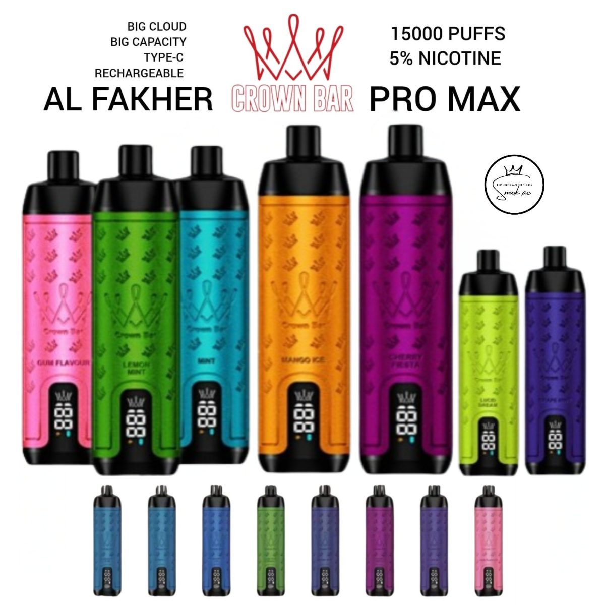 Al Fakher 15000 Puffs Crown Bar Pro Max Disposable Vape In UAE