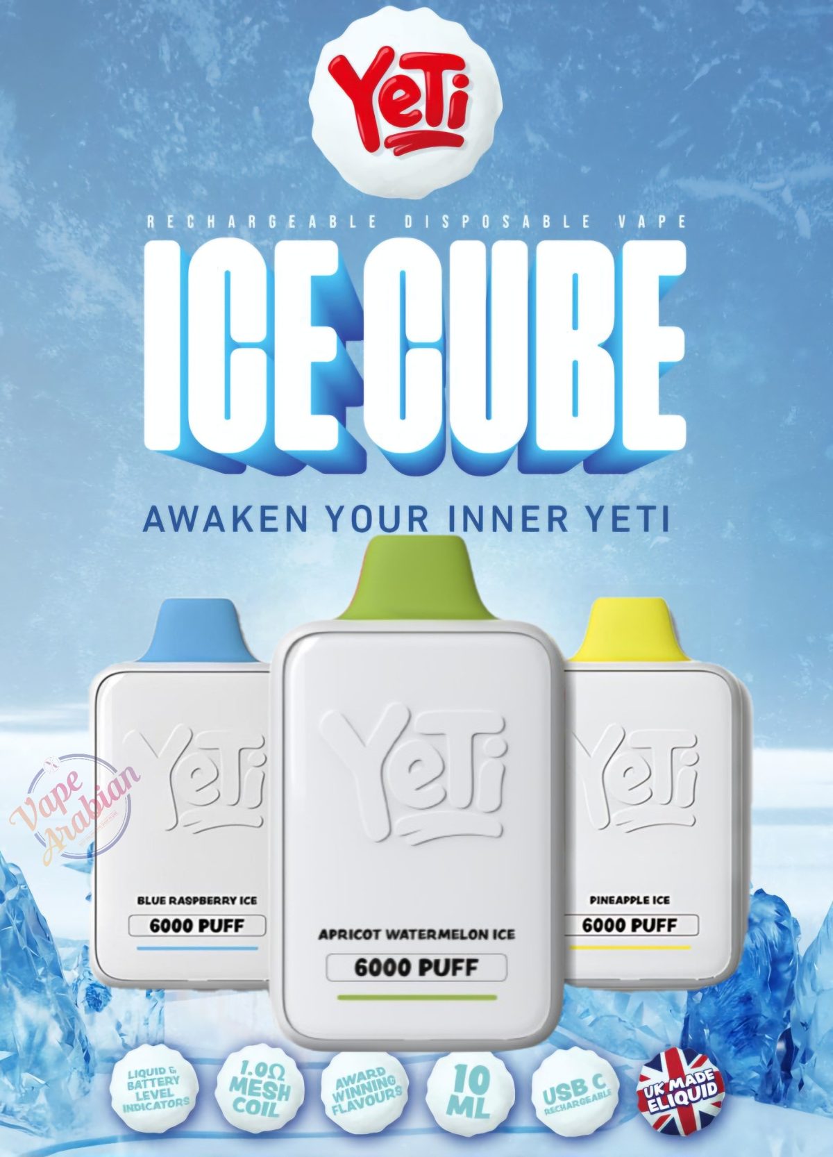 Yeti Ice Cube 6000 Puffs Disposable Vape 20mg In UAE